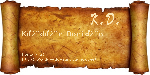 Kádár Dorián névjegykártya